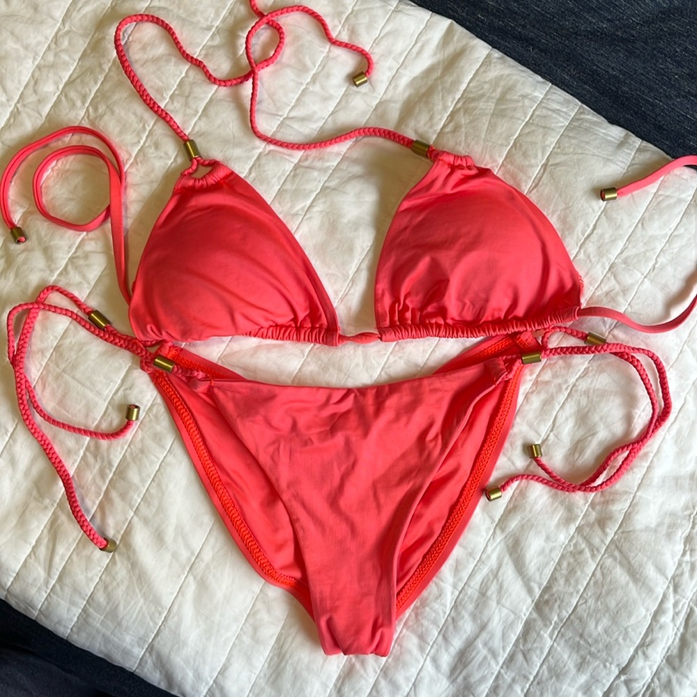 Vitamin A Coral Hot Pink String Bikini